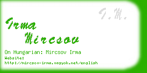 irma mircsov business card